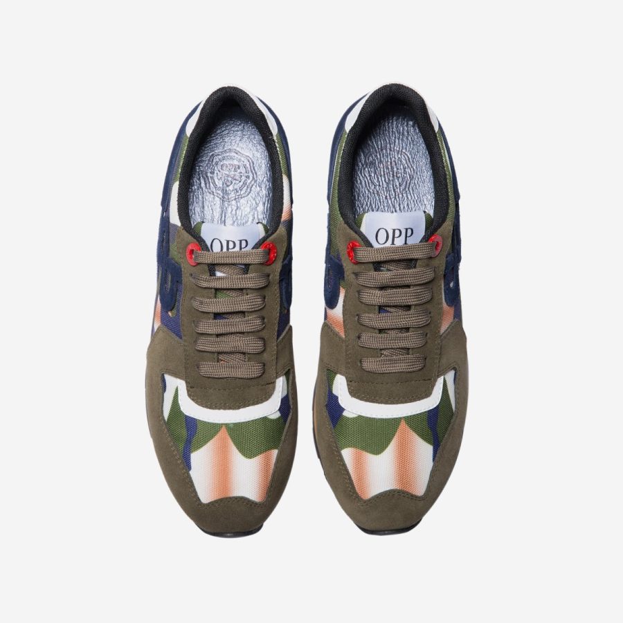 Opp France Lace-Up Suede Sneakers Tibetan Green