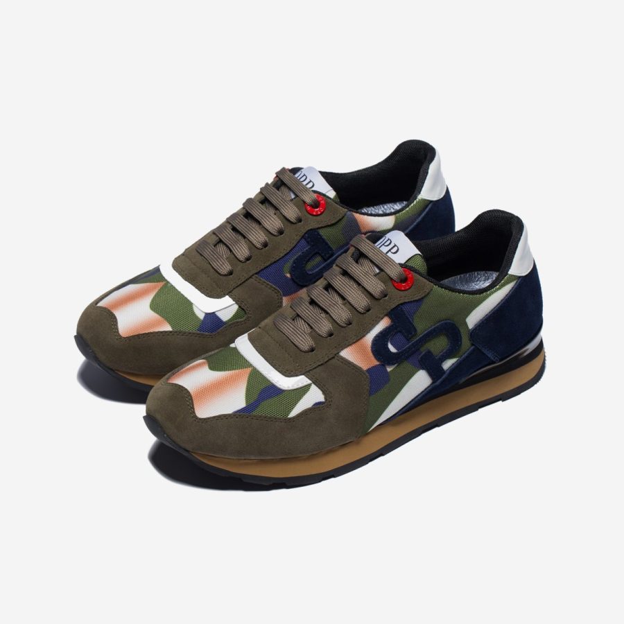 Opp France Lace-Up Suede Sneakers Tibetan Green