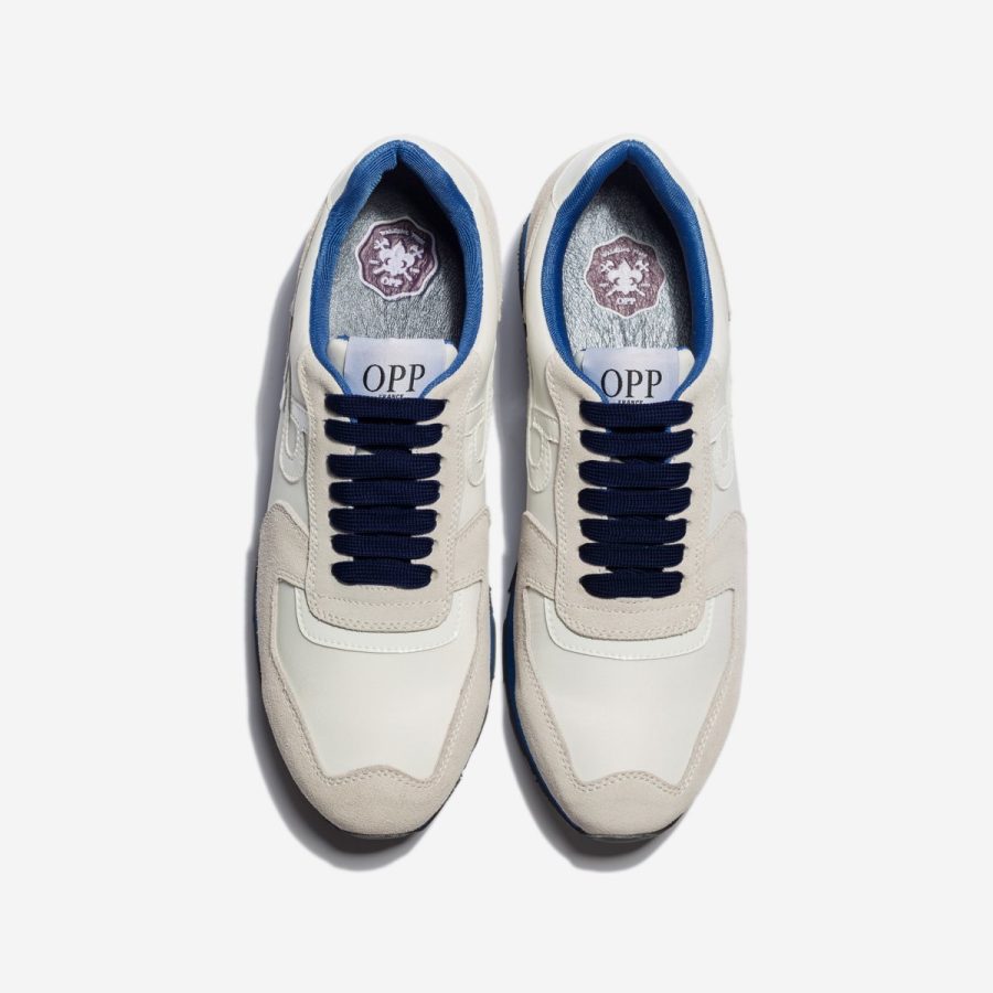Opp France Lace-Up Suede Sneakers White
