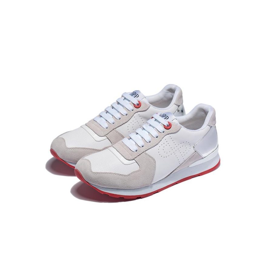Opp France Lace-Up Suede Sneakers White