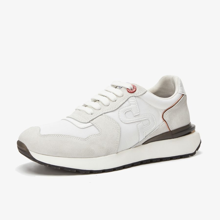 Opp France Lace-Up Suede Sneakers White