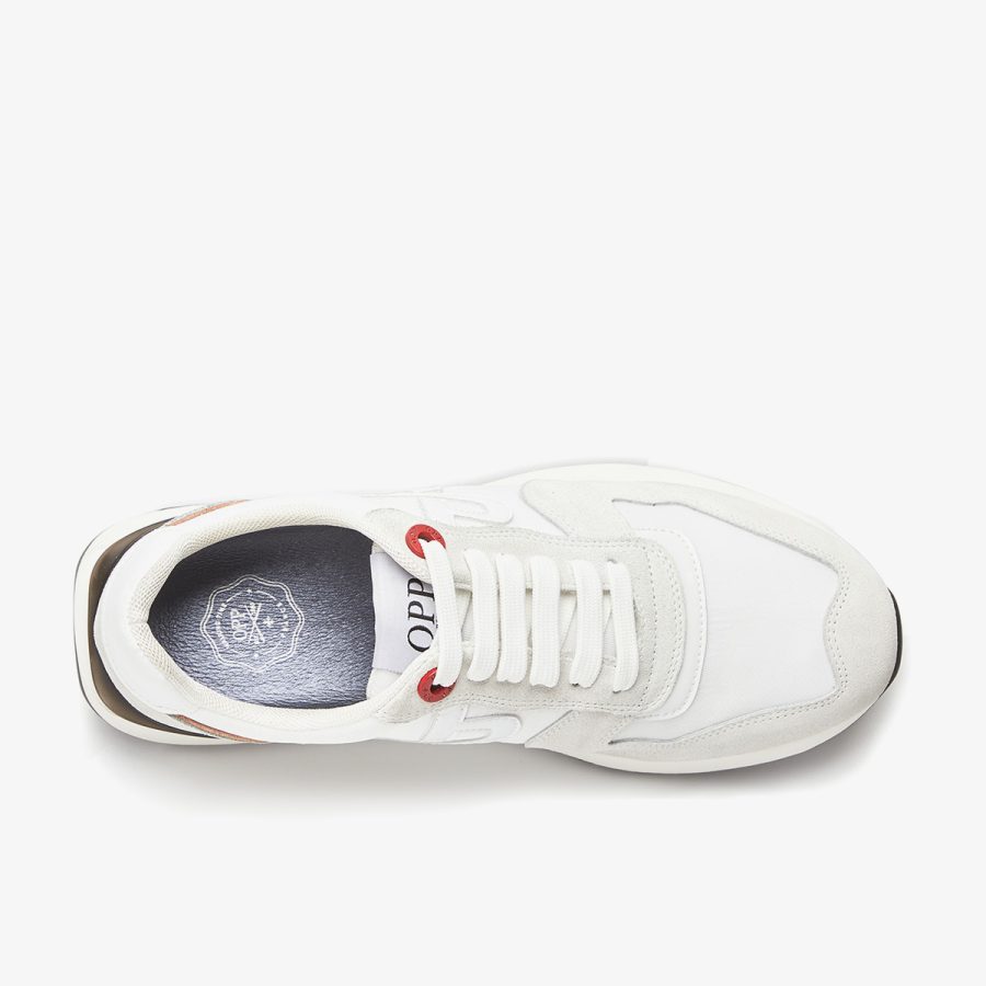 Opp France Lace-Up Suede Sneakers White