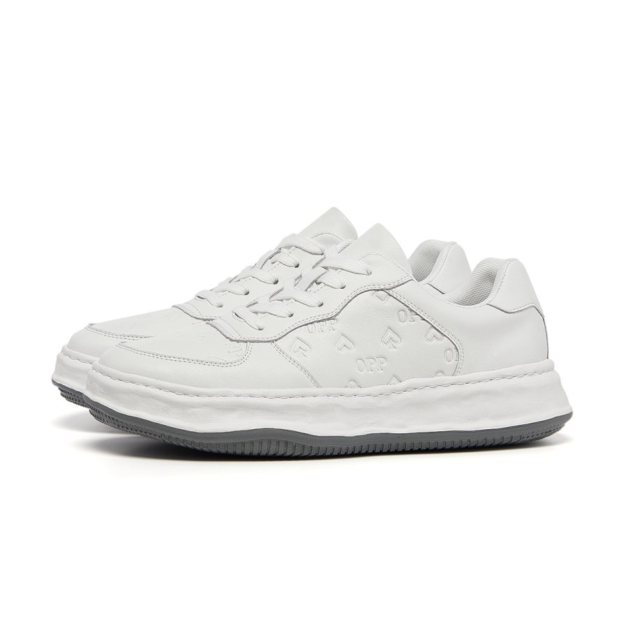 Opp France Lace-Up Suede Sneakers White