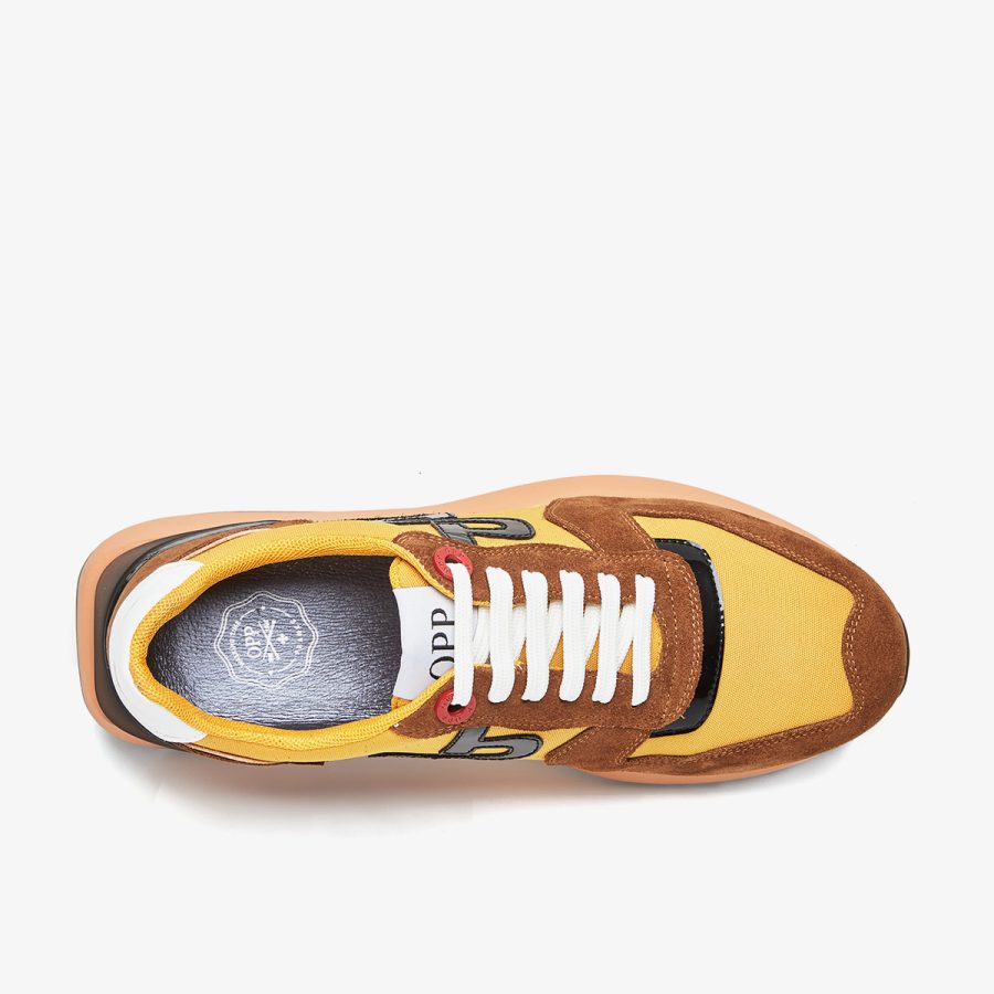 Opp France Lace-Up Suede Sneakers Yellow