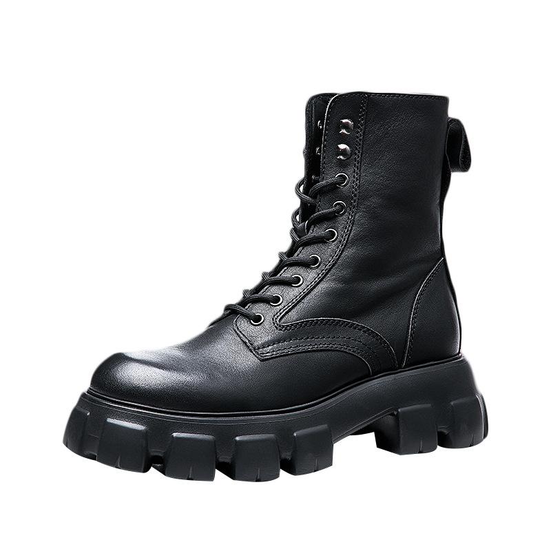 opp france Men Black Patent Leather Platform Boots