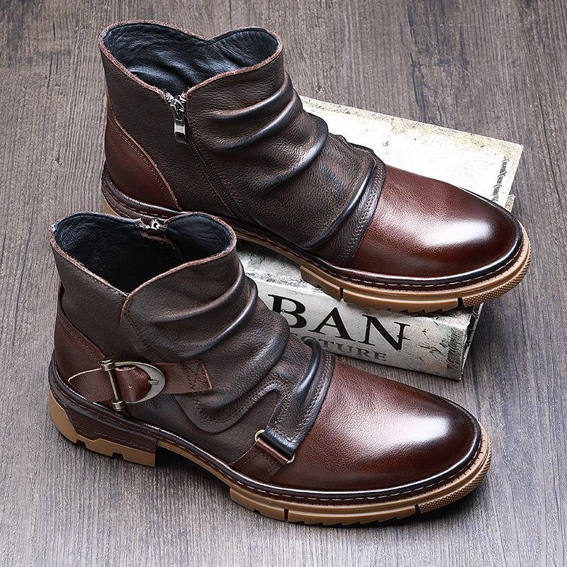 Opp France Men British Style Brown Martin Boots