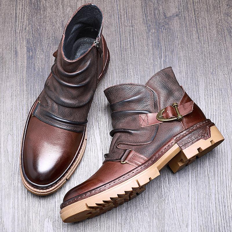 Opp France Men British Style Brown Martin Boots