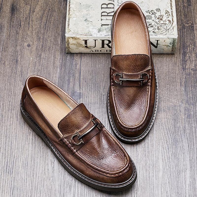 Opp France Men Brown Handmade Loafers