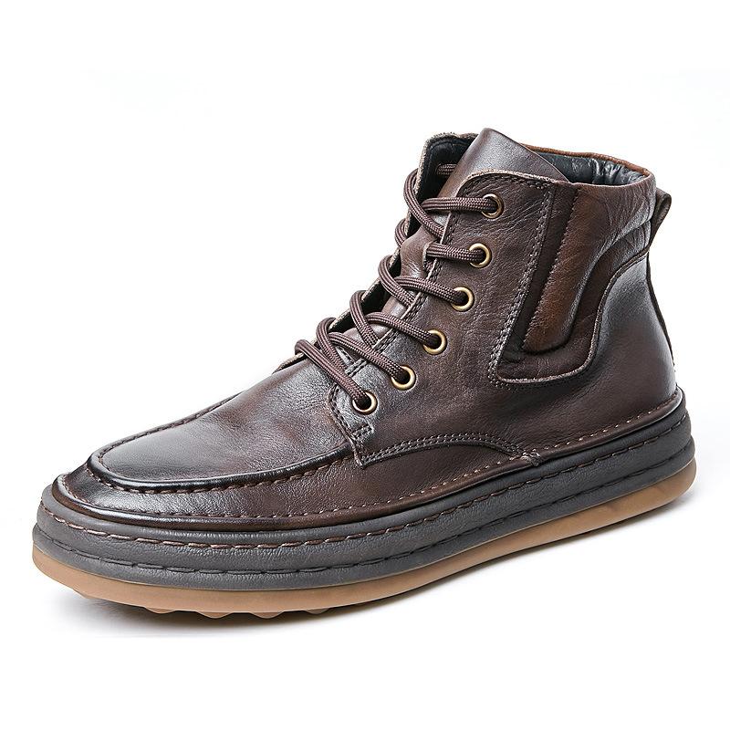 opp france Men Brown Trend High Top Leather Boots