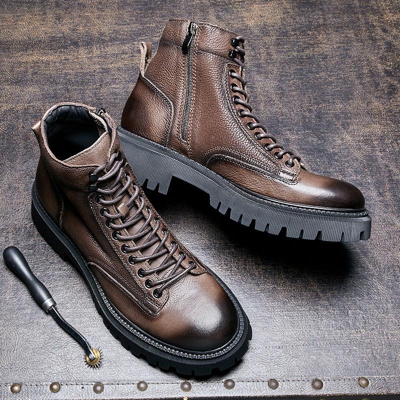 Opp France Men Brown Vintage Martin Boots