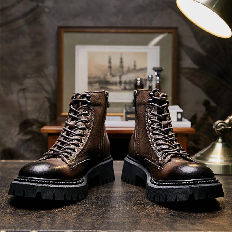 Opp France Men Brown Vintage Martin Boots