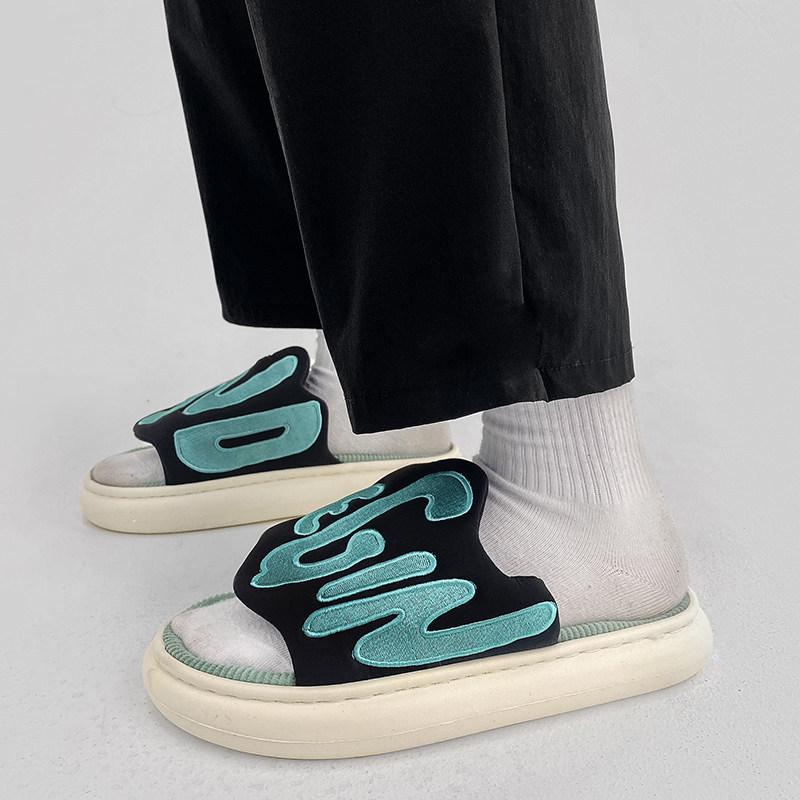 Opp France Men Embroidery Slippers Blue