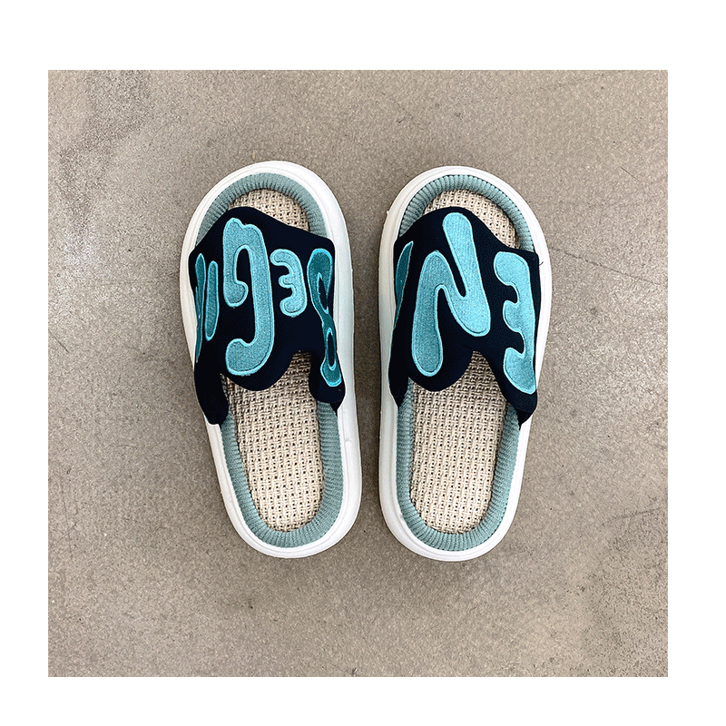 Opp France Men Embroidery Slippers Blue