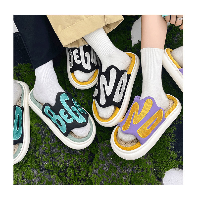 Opp France Men Embroidery Slippers Blue