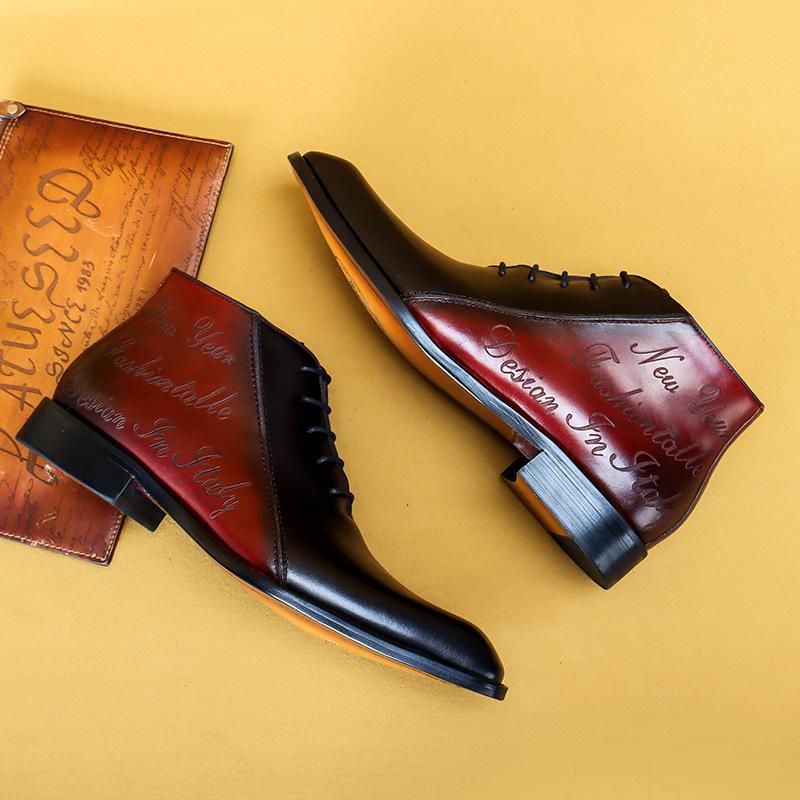 Opp France Men Engraved Leather Boots