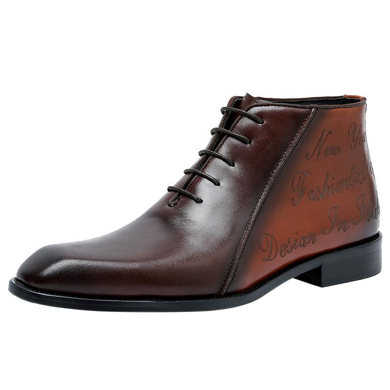 opp france Men Engraved Leather Boots