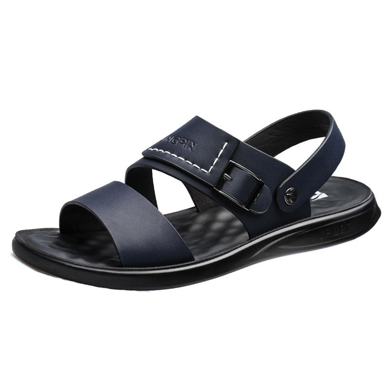opp france Men Genuine Leather Non-slip Sandals