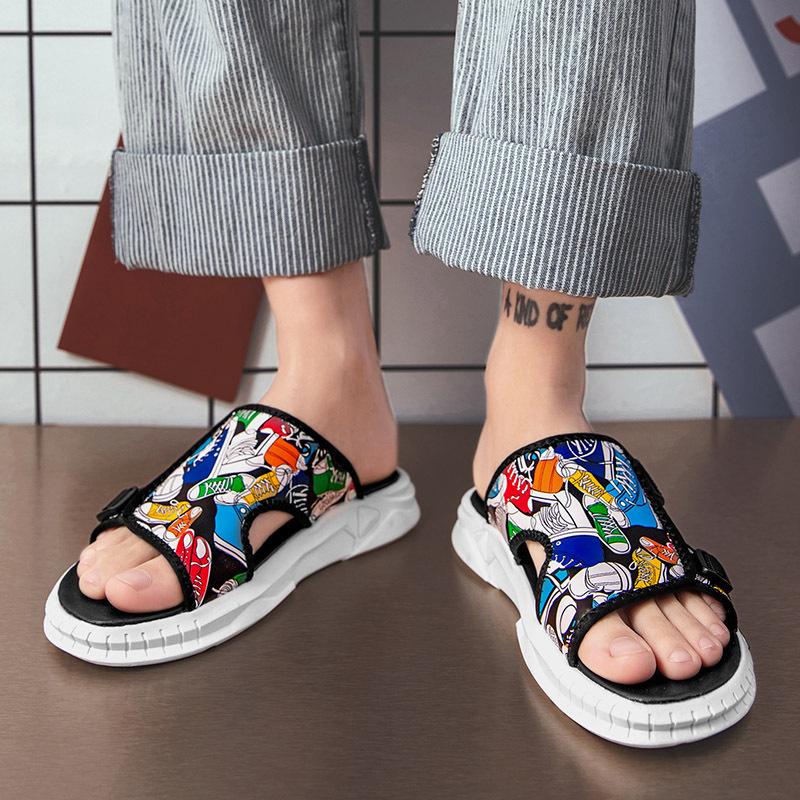Opp France Men Graffiti Trend Outer Wear Slippers