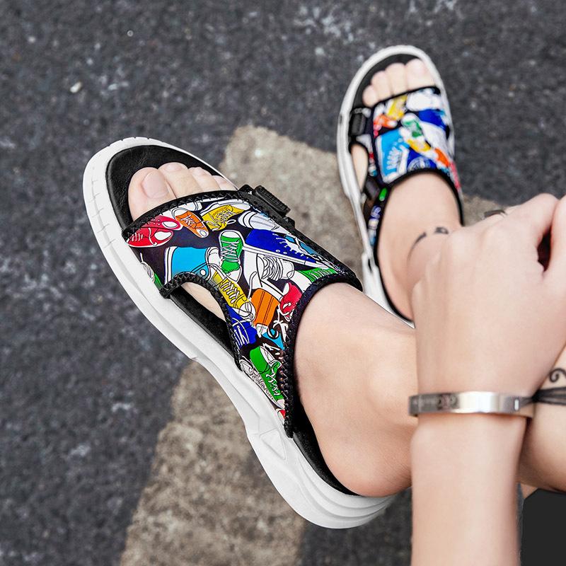 Opp France Men Graffiti Trend Outer Wear Slippers