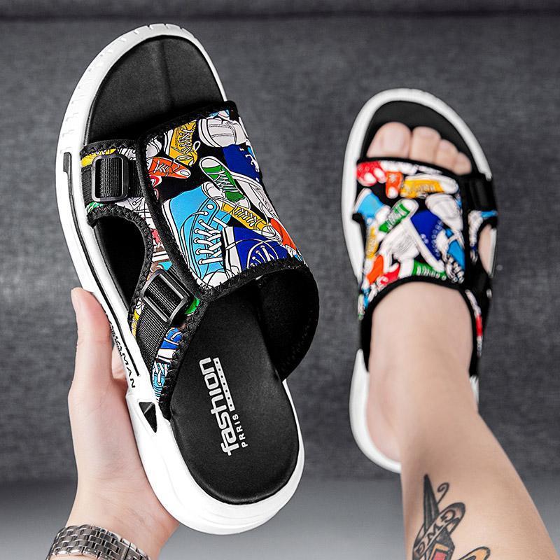 Opp France Men Graffiti Trend Outer Wear Slippers
