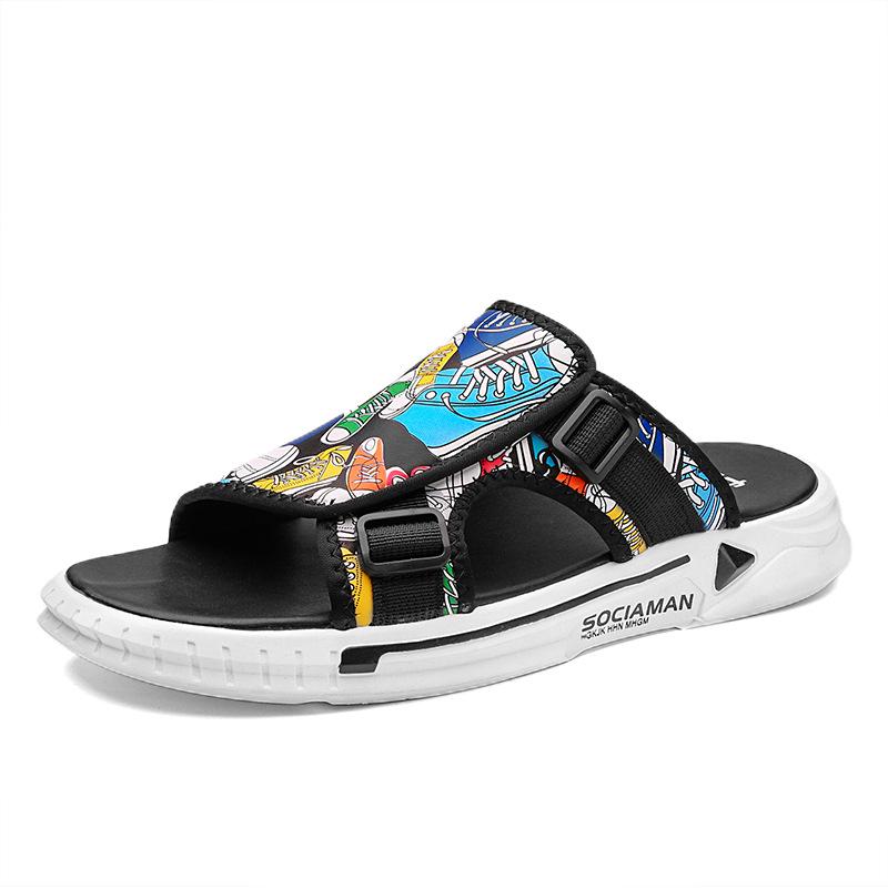 opp france Men Graffiti Trend Outer Wear Slippers