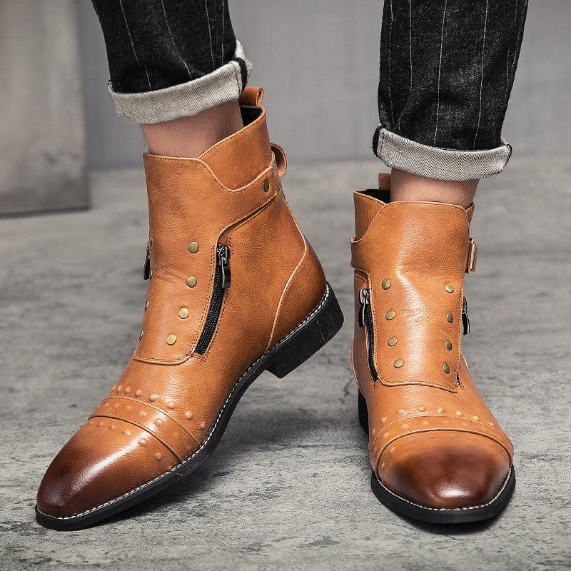 Opp France Men High Top Leather Boots