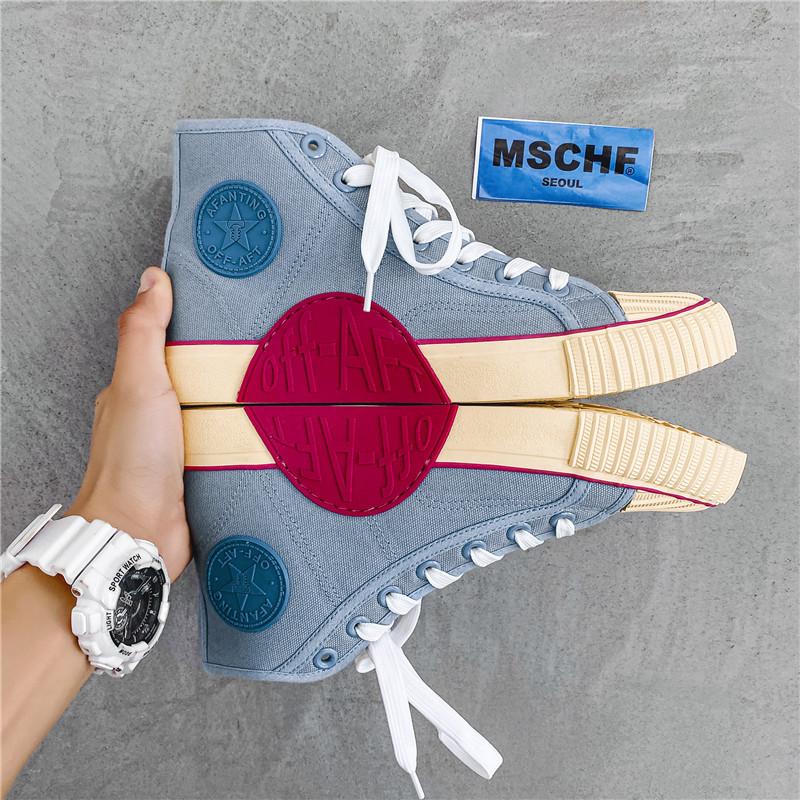 Opp France Men High Top Off-Aft Canvas Shoes Blue