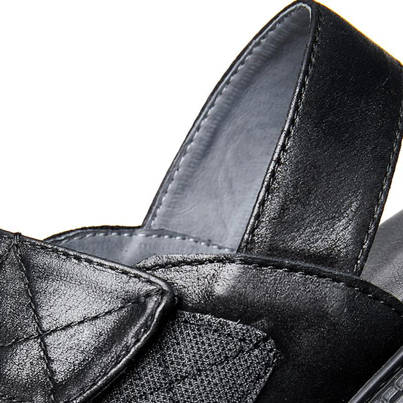 Opp France Men Leather Trend Sandals Black