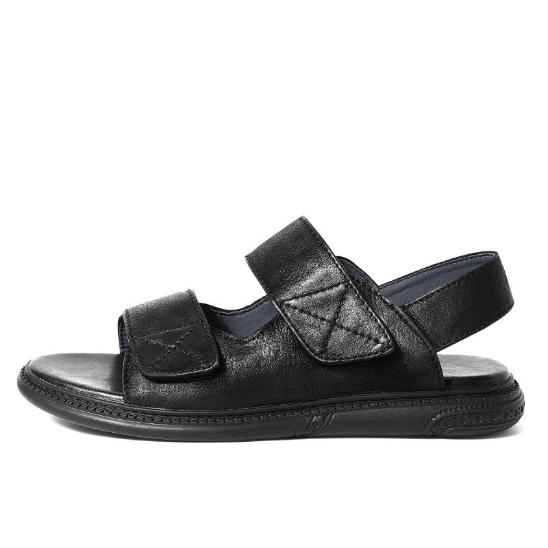 opp france Men Leather Trend Sandals Black