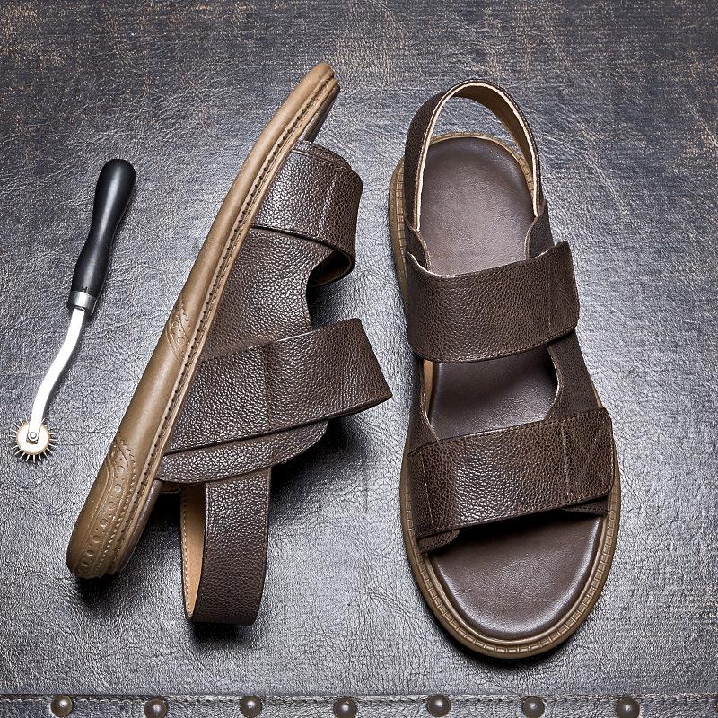 Opp France Men Leather Trend Sandals Brown