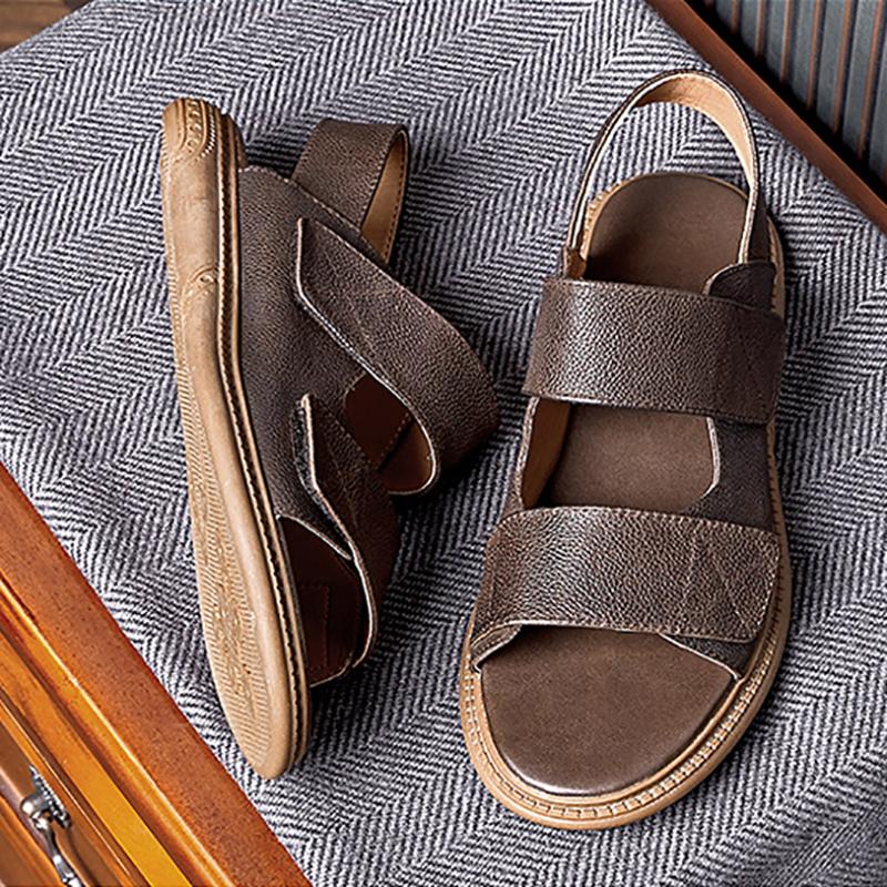 Opp France Men Leather Trend Sandals Brown