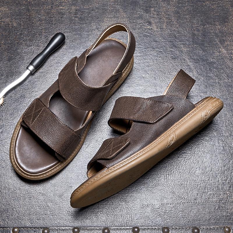 Opp France Men Leather Trend Sandals Brown