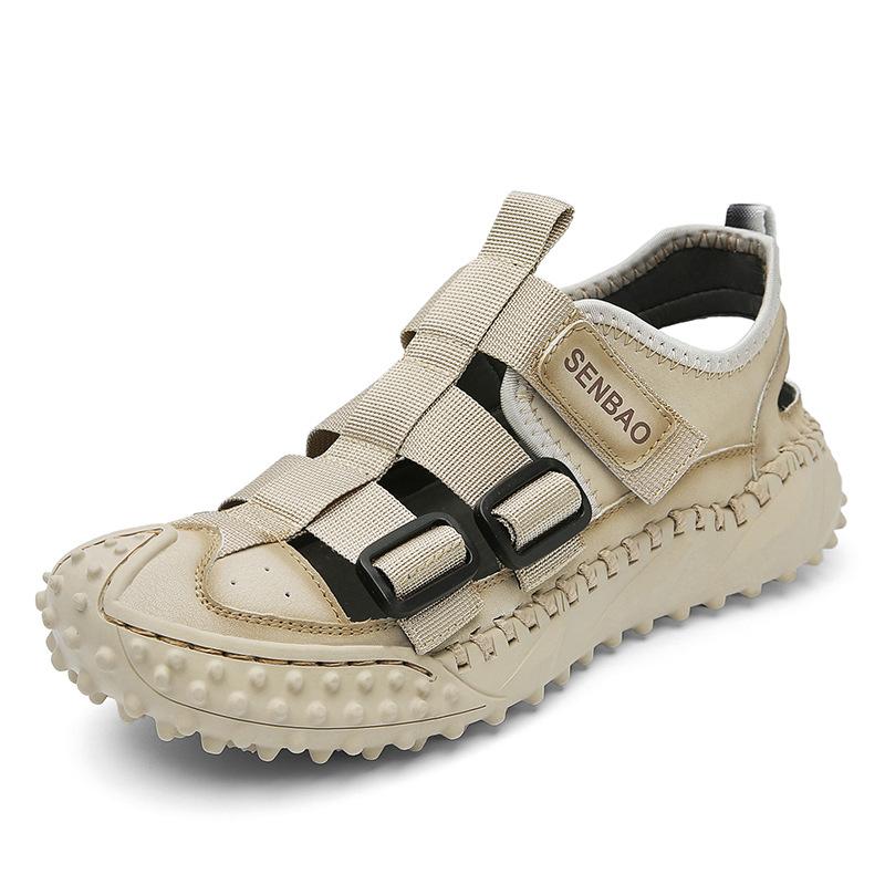 Opp France Men Leather Upper Sandals Beige