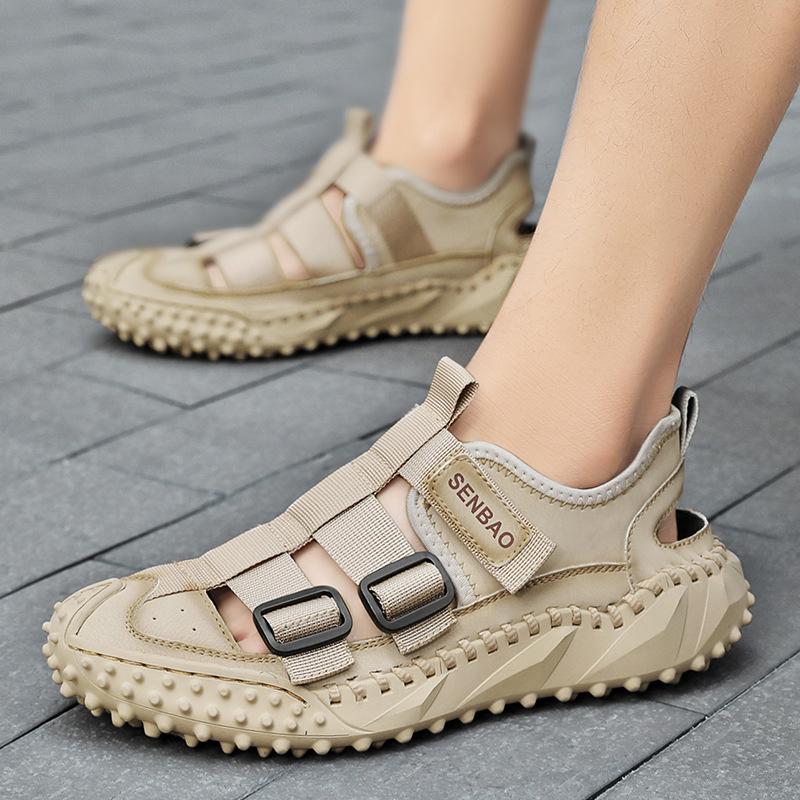 Opp France Men Leather Upper Sandals Beige