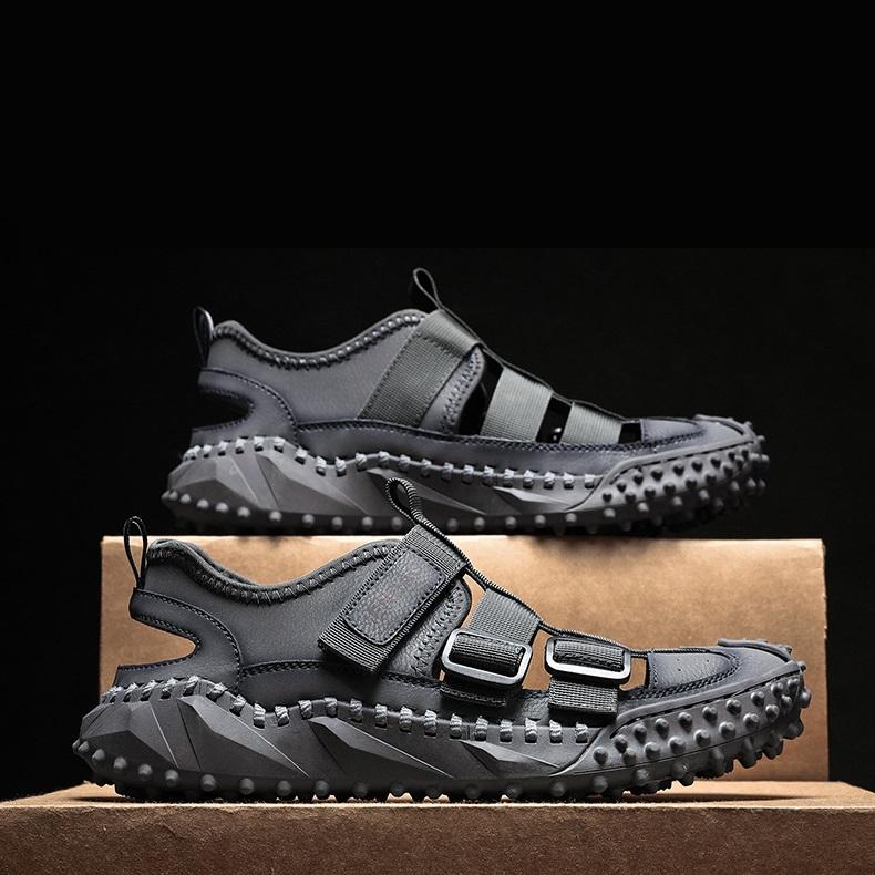 Opp France Men Leather Upper Sandals Black