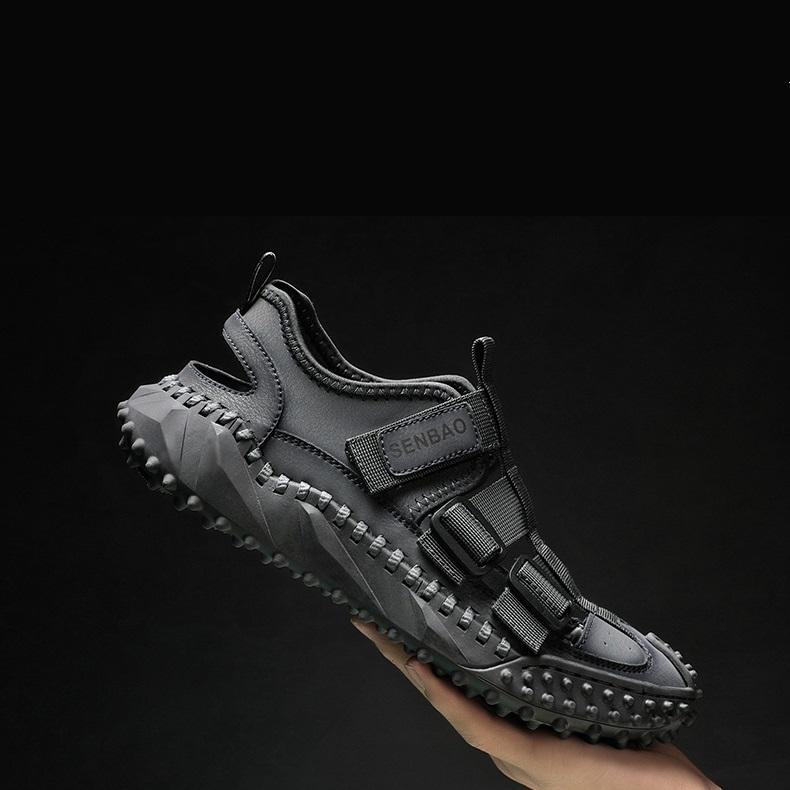 Opp France Men Leather Upper Sandals Black