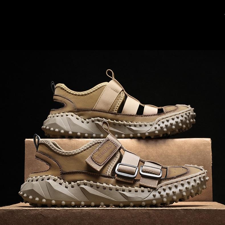 Opp France Men Leather Upper Sandals Brown