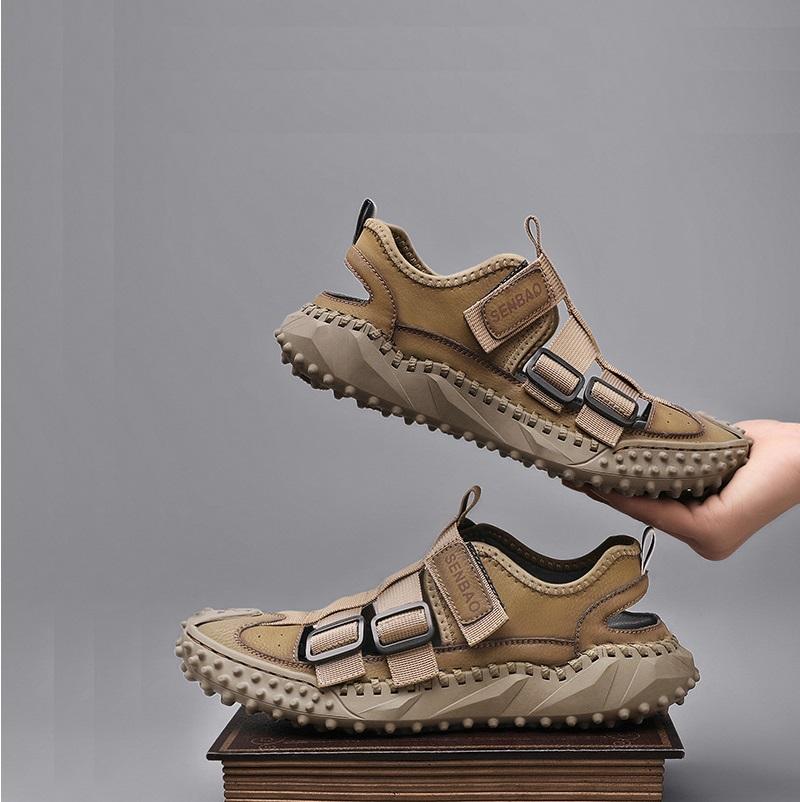 Opp France Men Leather Upper Sandals Brown
