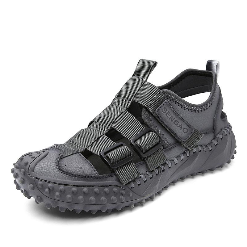 Opp France Men Leather Upper Sandals Grey