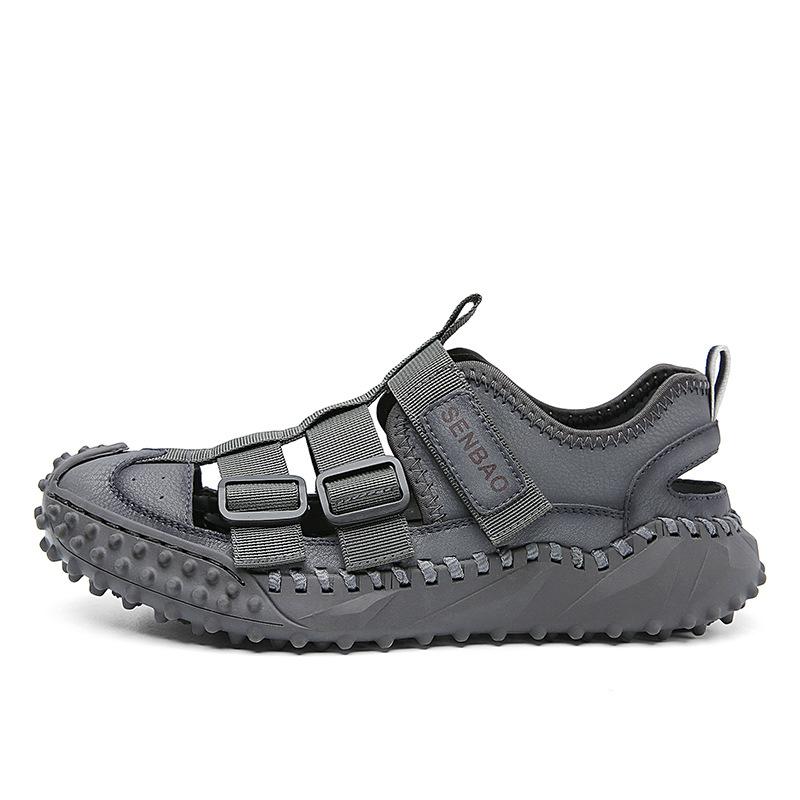 opp france Men Leather Upper Sandals Grey