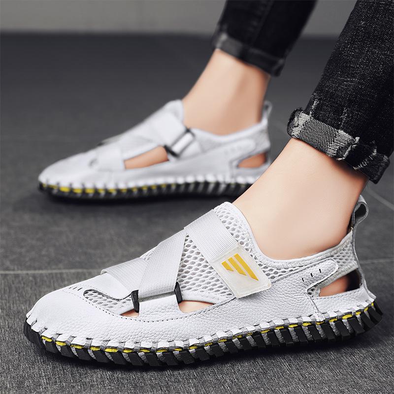 Opp France Men Mesh Breathable Leather Sandals