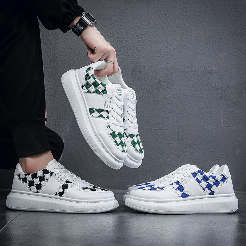 Opp France Men Platform Plaid Casual Shoes