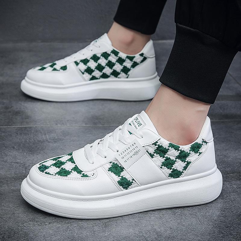 Opp France Men Platform Plaid Casual Shoes
