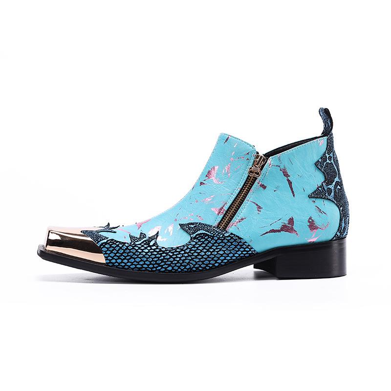 opp france Men Pointed Toe Chelsea Boots Blue