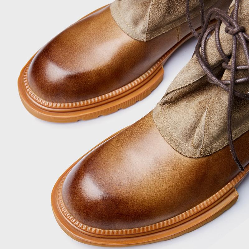 Opp France Men Vintage Martin Boots Brown