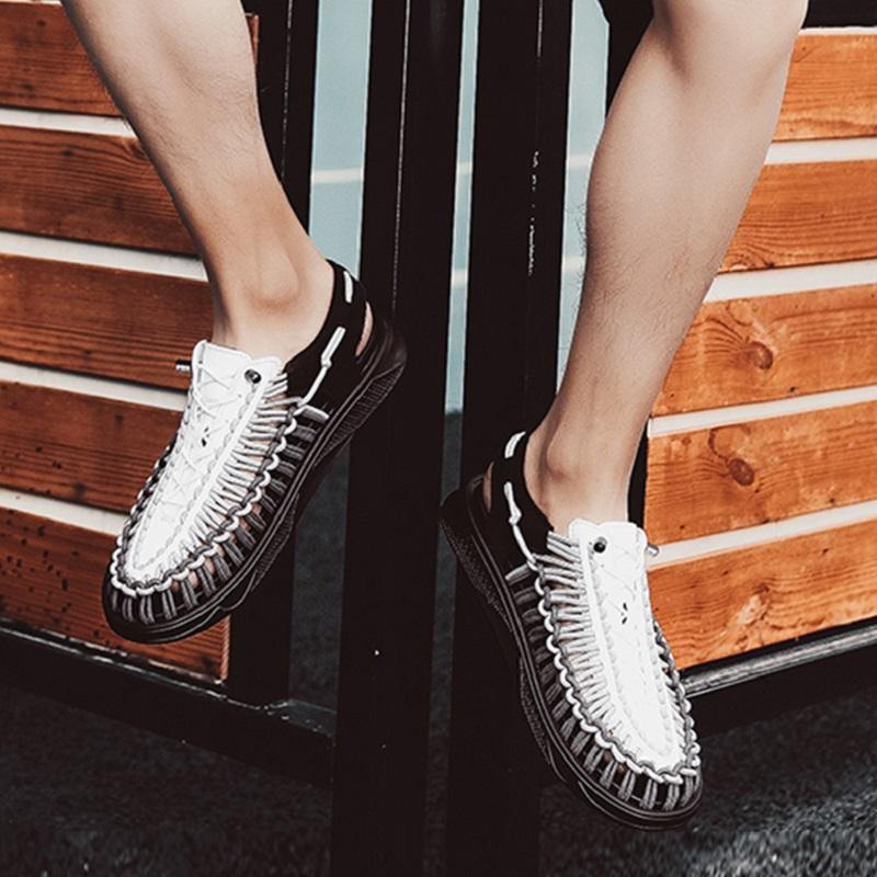 Opp France Men Weave Sandals White