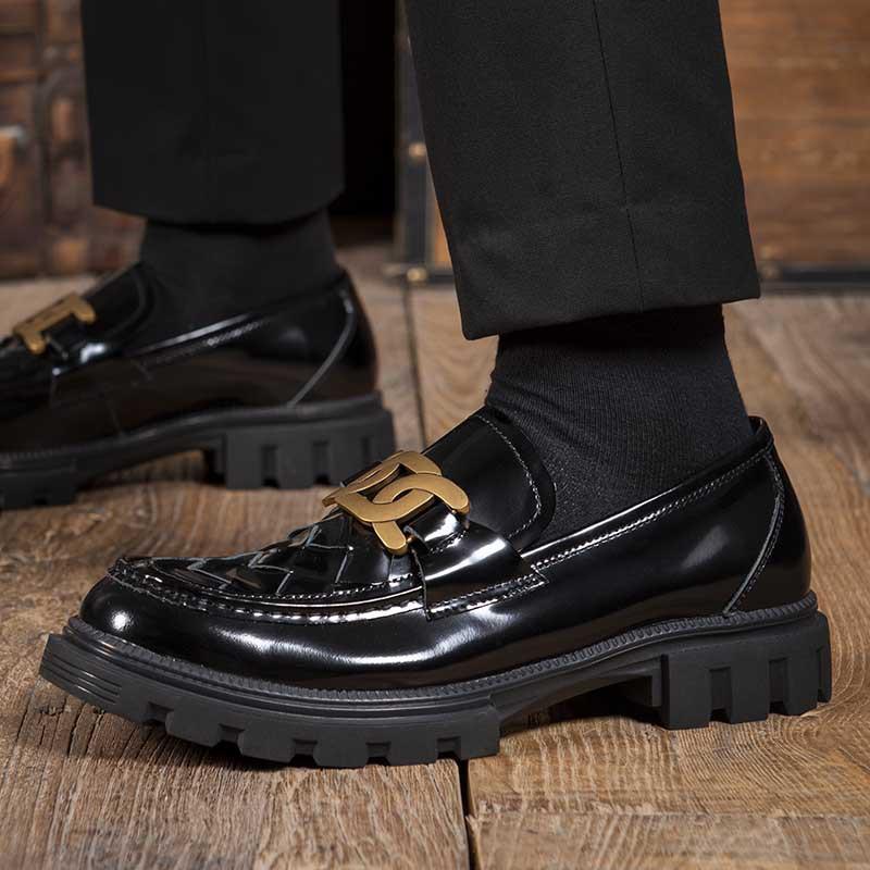 Opp France Patent-leather Woven Loafers