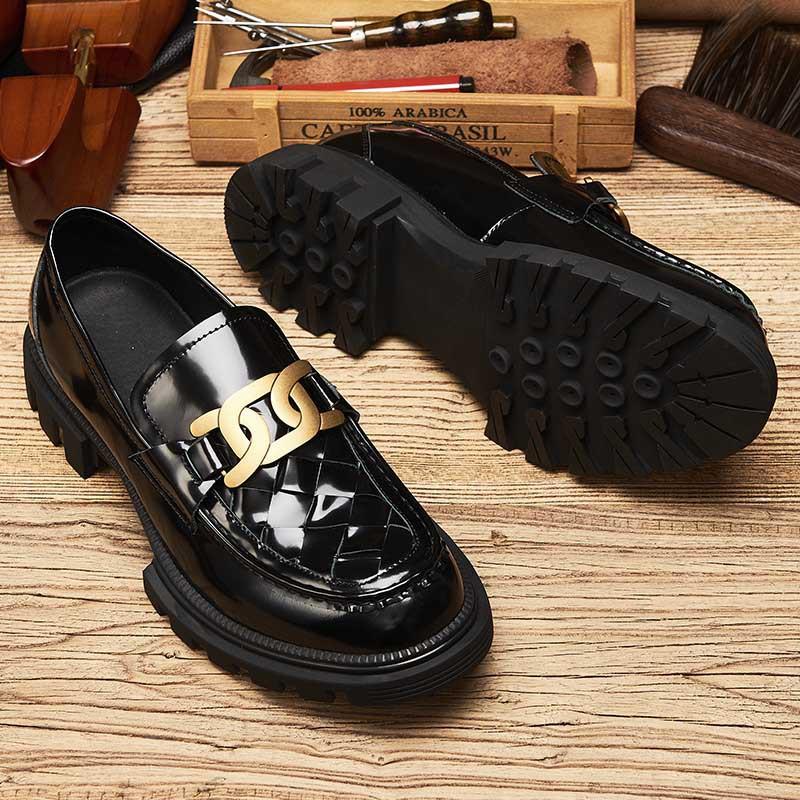 Opp France Patent-leather Woven Loafers