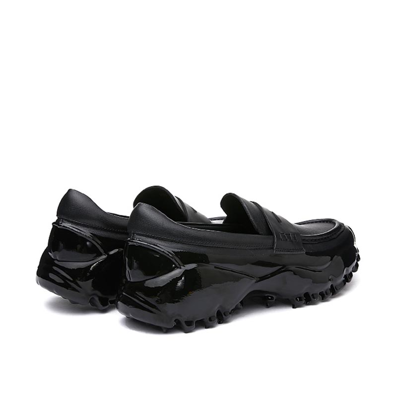 Opp France Platform Drop Rubber Sole Loafers Black