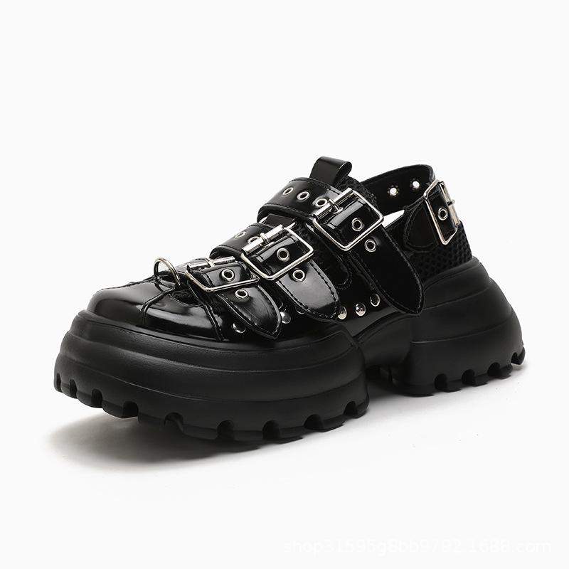 opp france Punk Button Stud Cutout Sandals